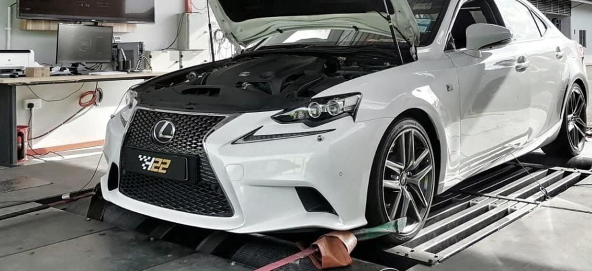 Lexus undergoing performance tuning session